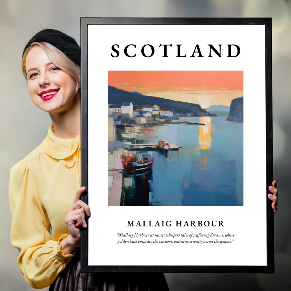 Person holding a poster of Mallaig Harbour