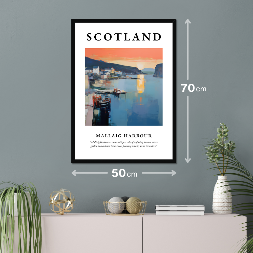 Poster of Mallaig Harbour hanging on a wall