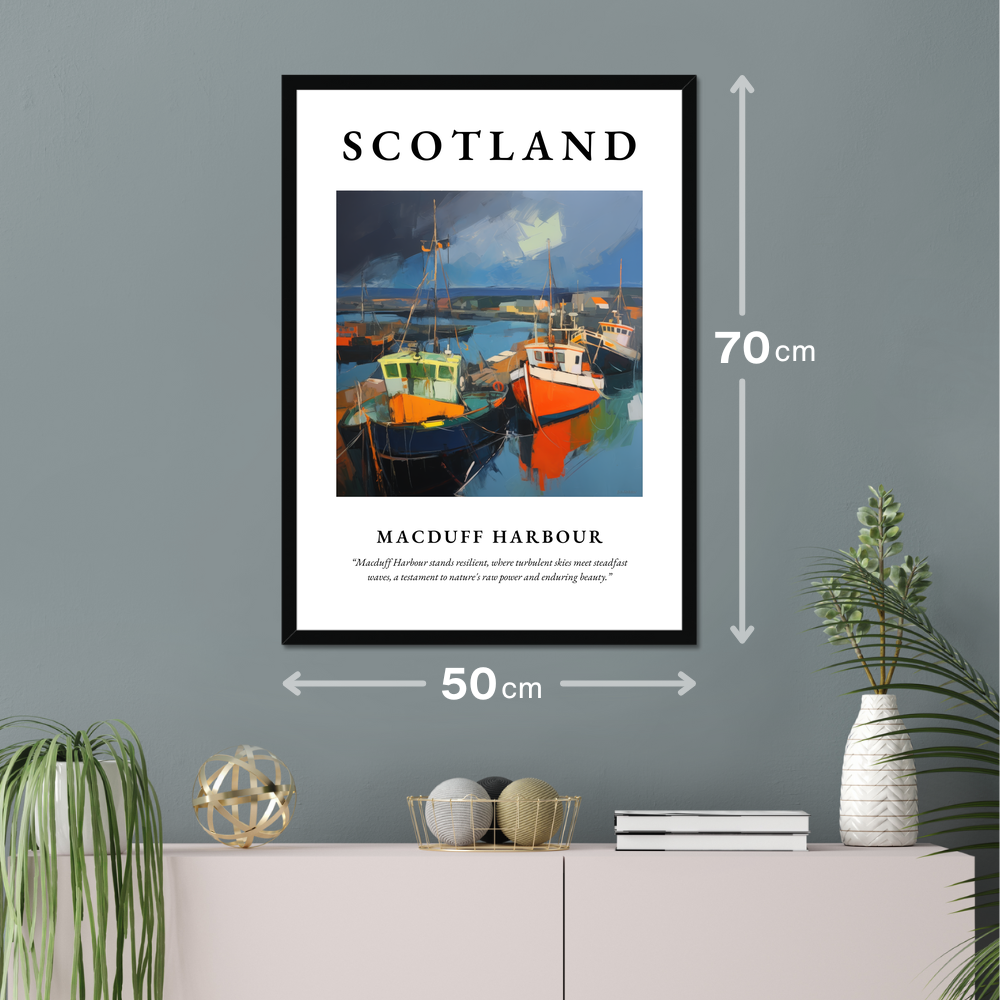 Poster of Macduff Harbour hanging on a wall