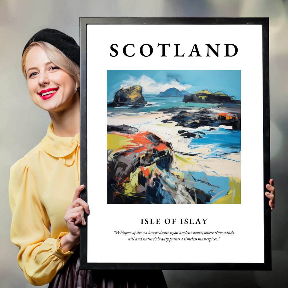 Person holding a poster of Isle of Islay