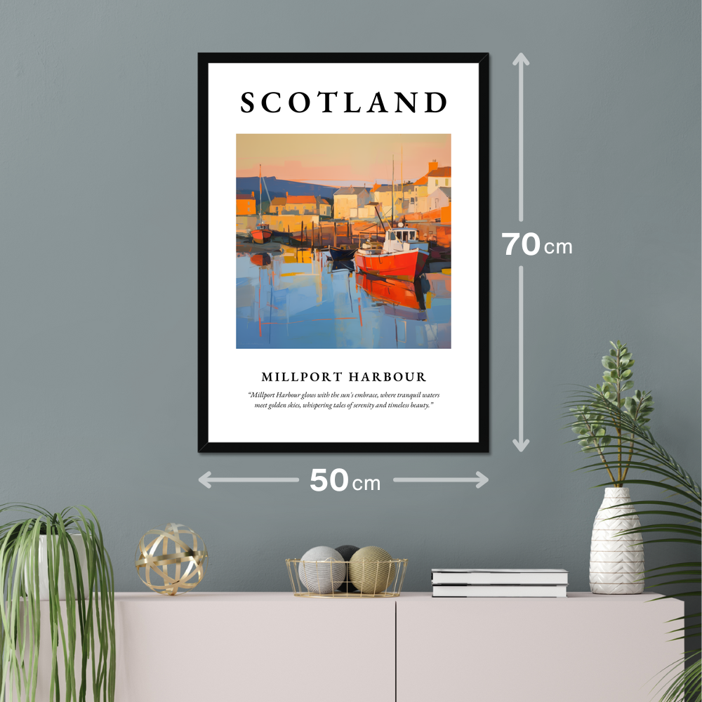 Poster of Millport Harbour hanging on a wall