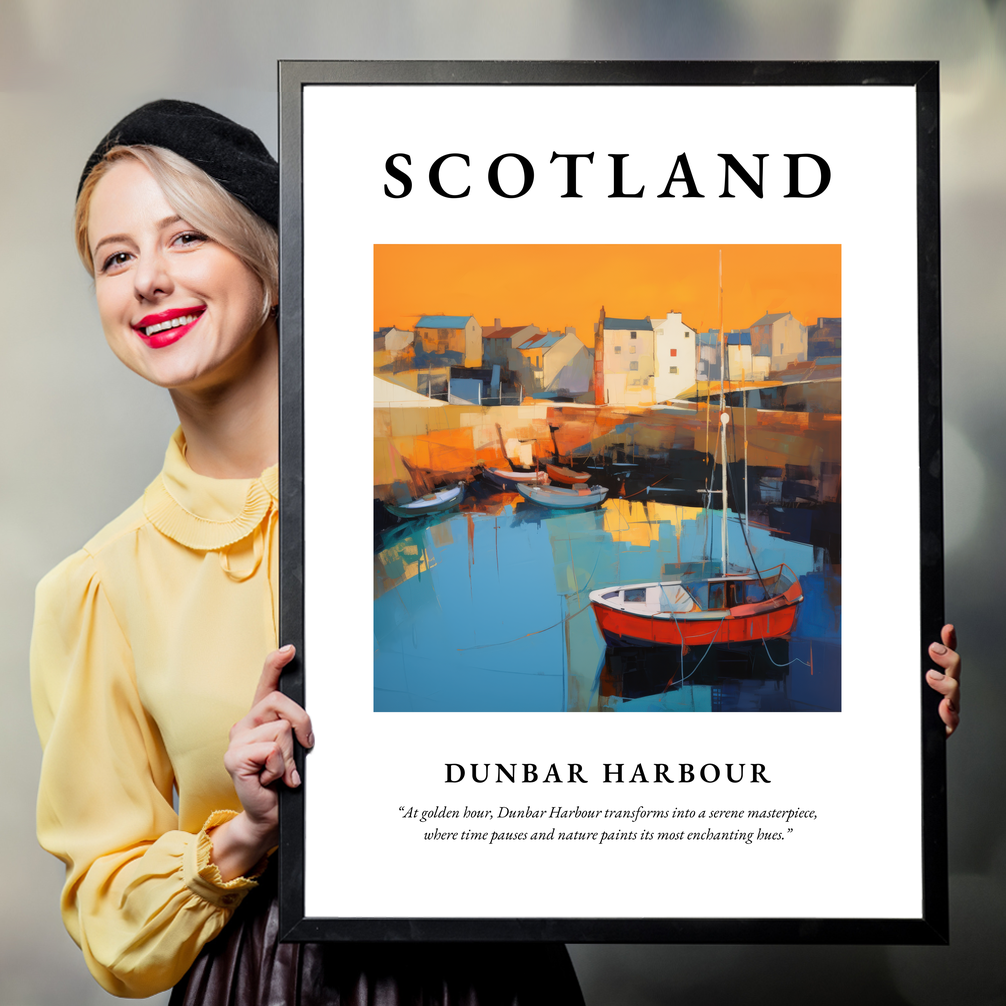 Person holding a poster of Dunbar Harbour