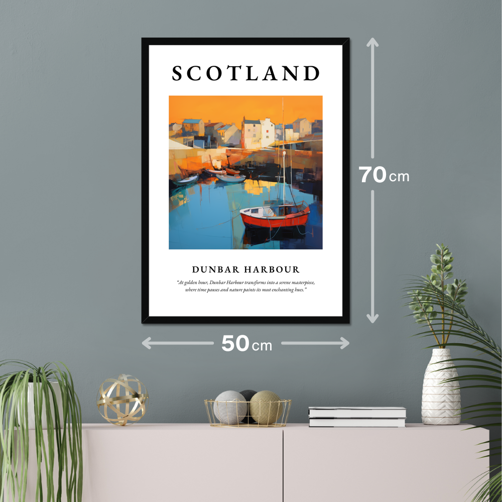 Poster of Dunbar Harbour hanging on a wall