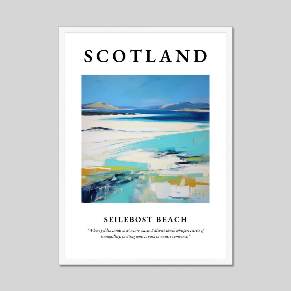 Poster in a white frame with the word Scotland