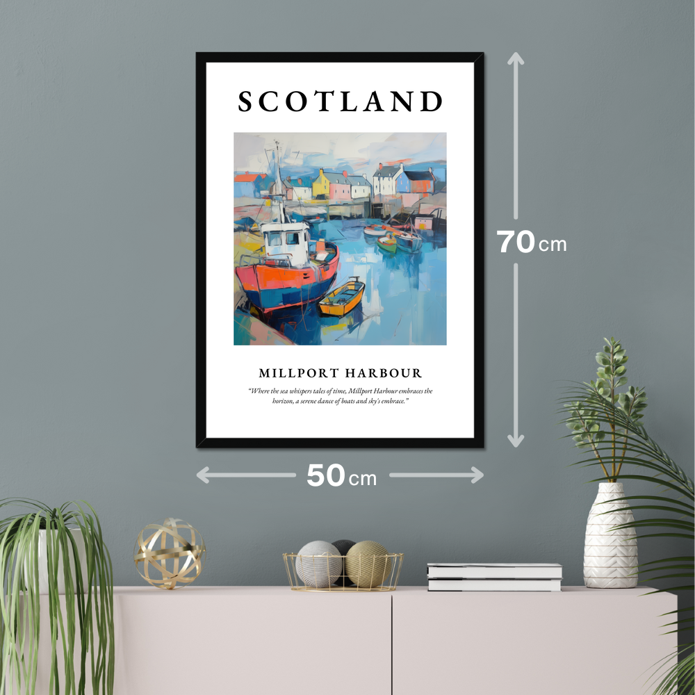 Poster of Millport Harbour hanging on a wall