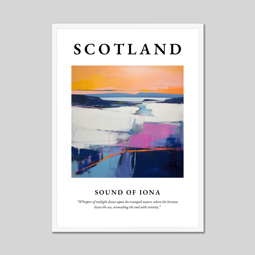 Poster in a white frame with the word Scotland