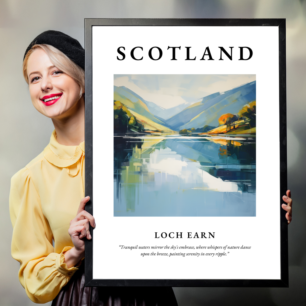 Person holding a poster of Loch Earn