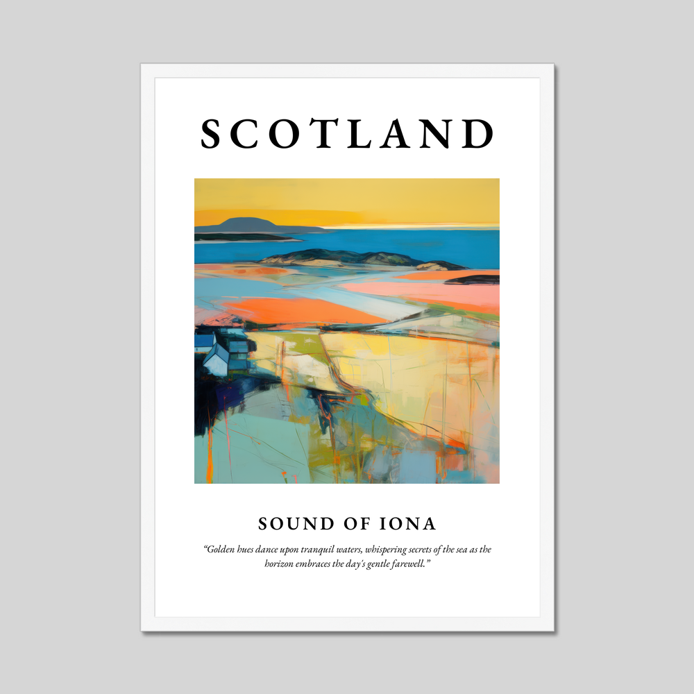 Poster in a white frame with the word Scotland