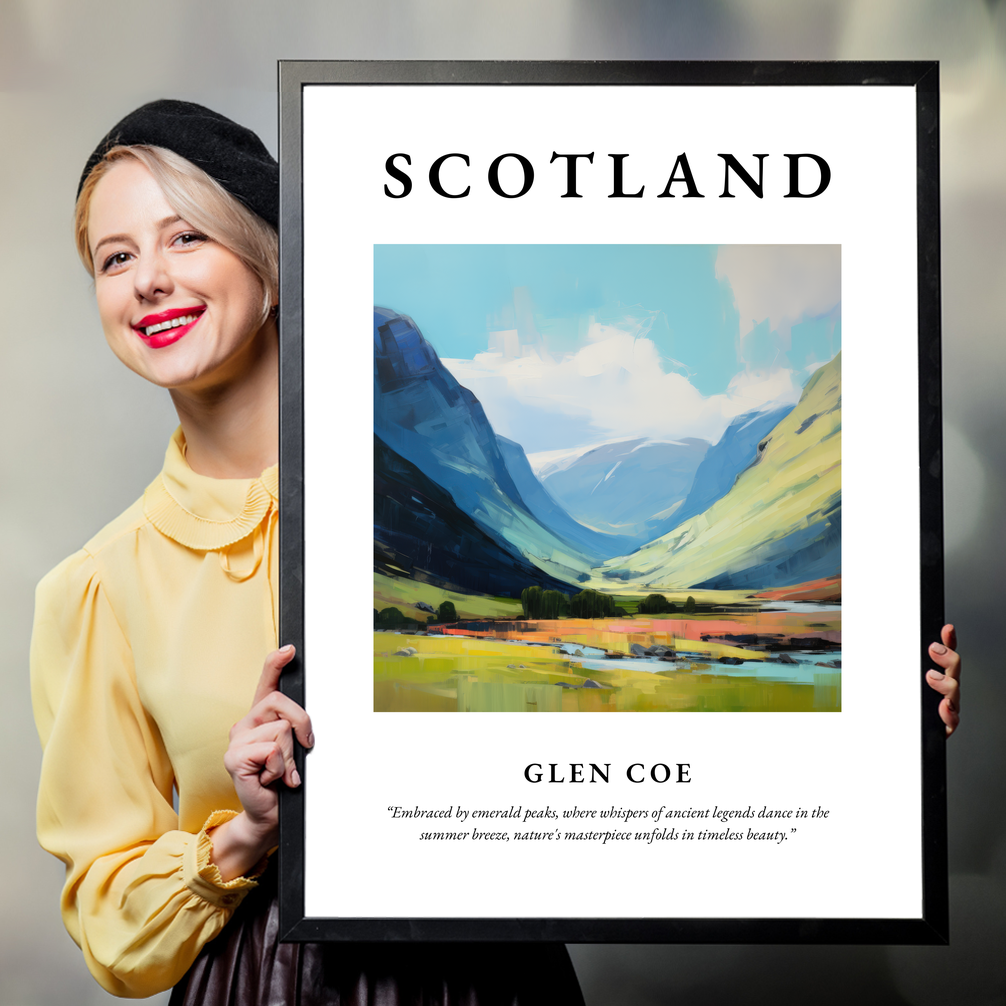 Person holding a poster of Glen Coe