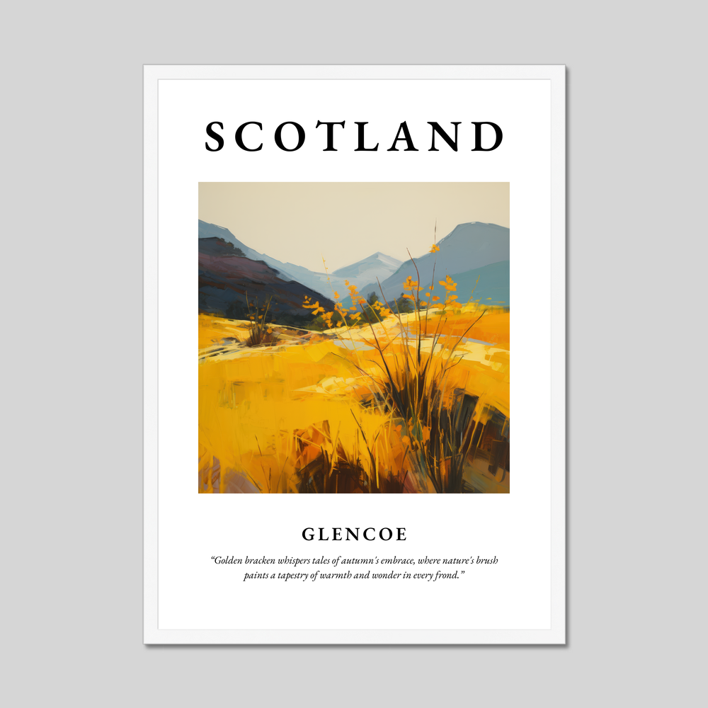 Poster in a white frame with the word Scotland