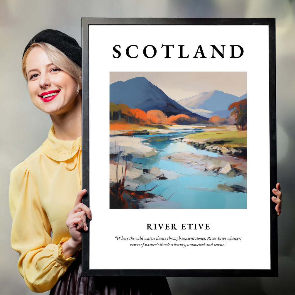 Person holding a poster of River Etive