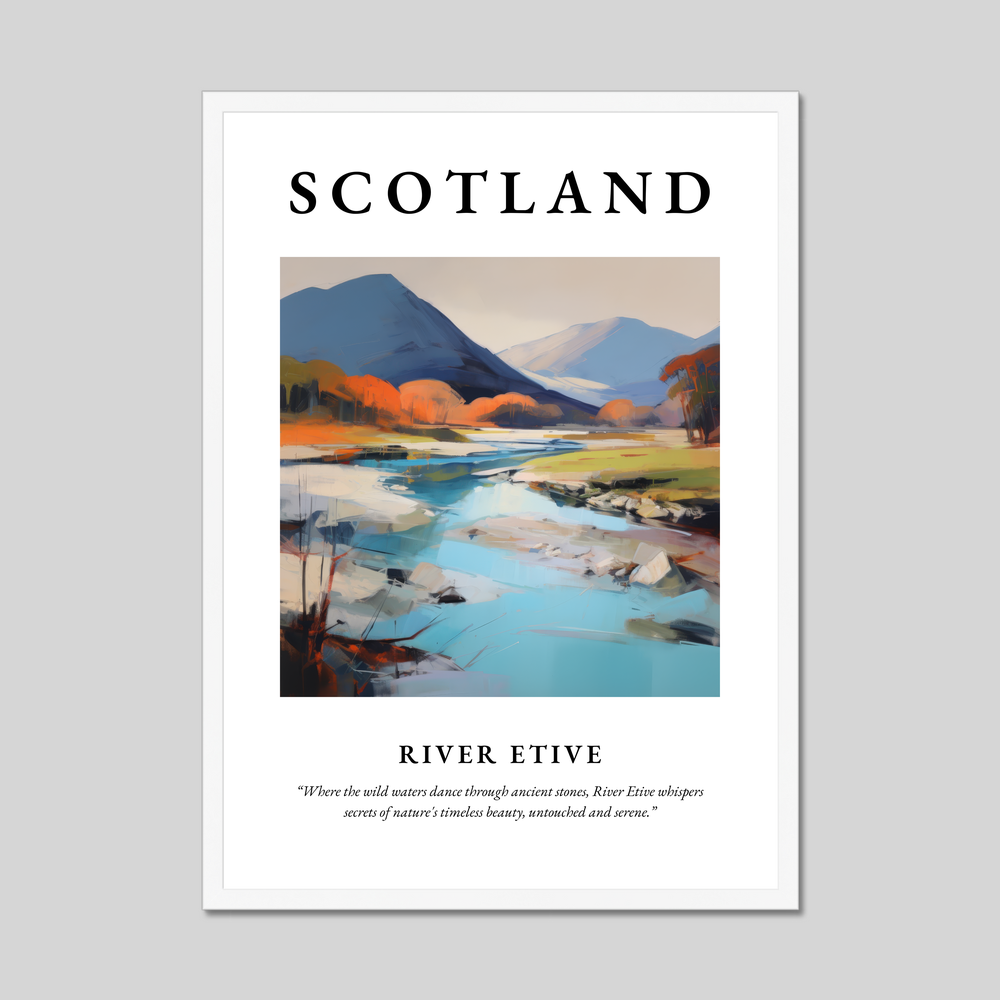 Poster in a white frame with the word Scotland