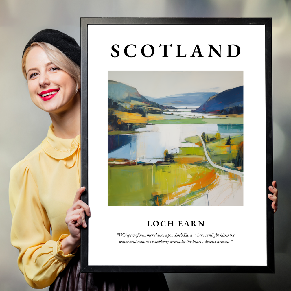 Person holding a poster of Loch Earn