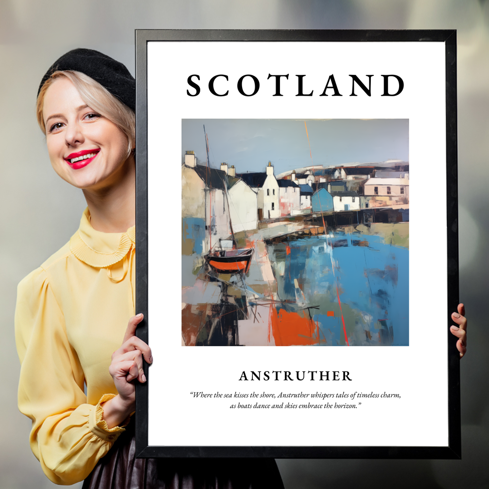 Person holding a poster of Anstruther