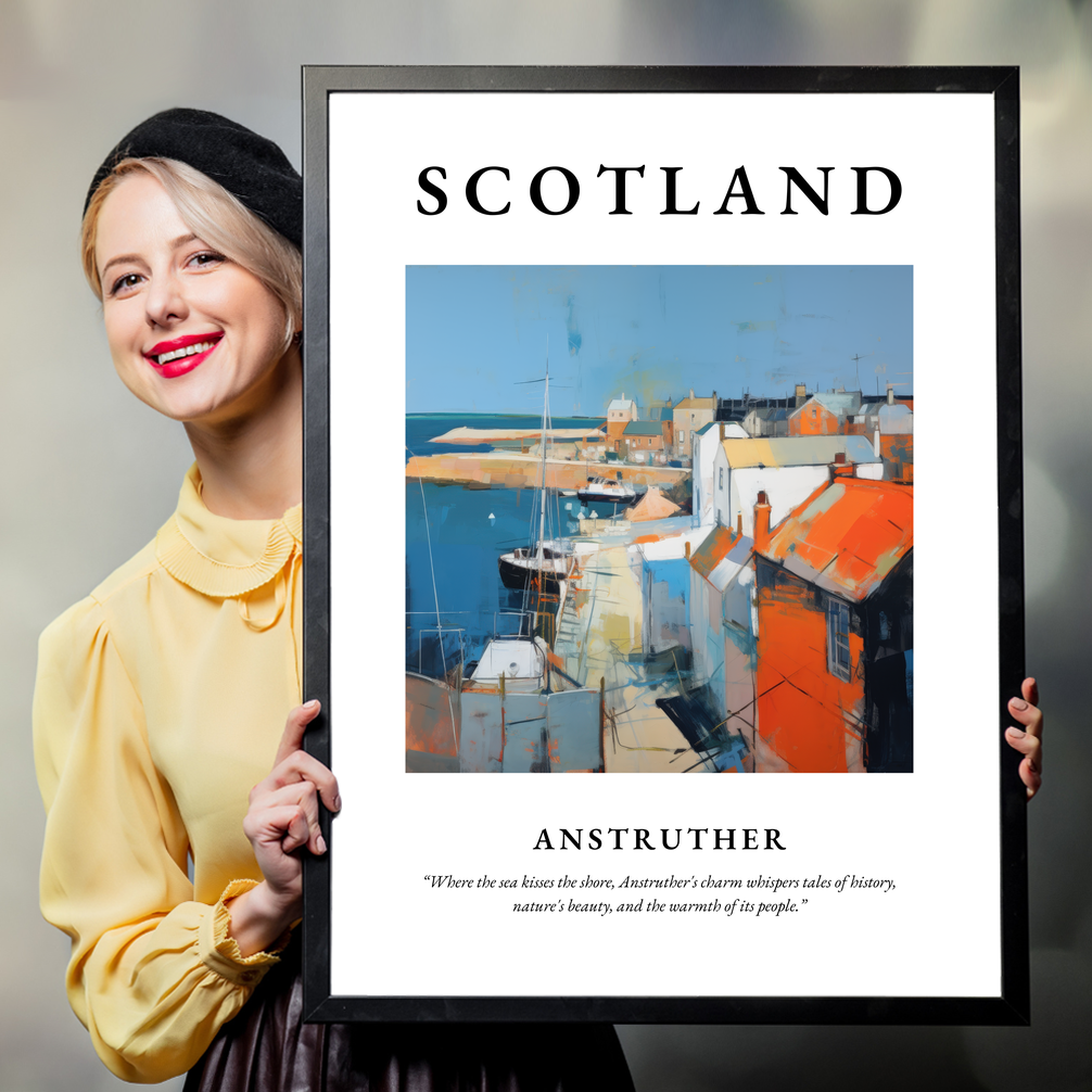 Person holding a poster of Anstruther