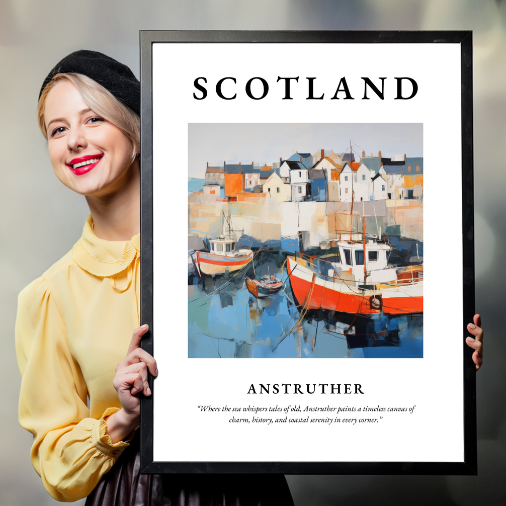 Person holding a poster of Anstruther