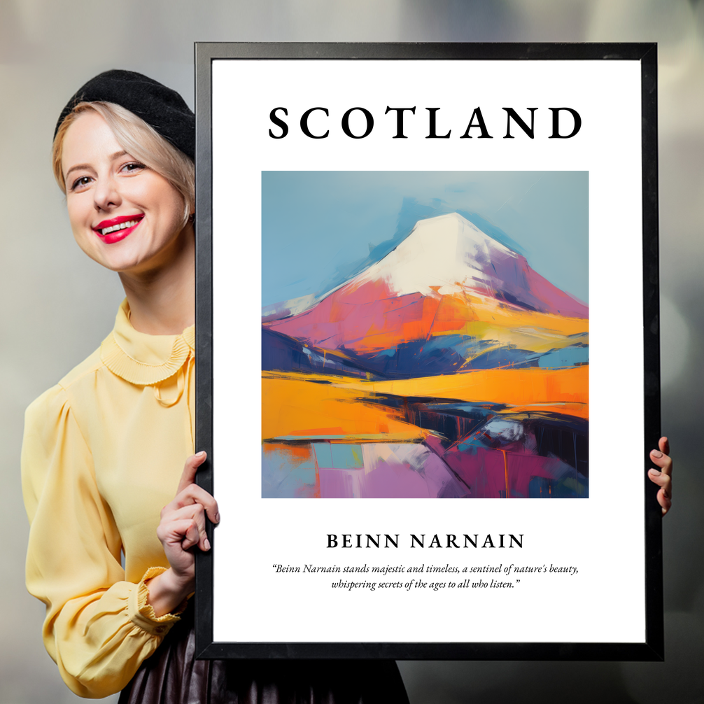 Person holding a poster of Beinn Narnain