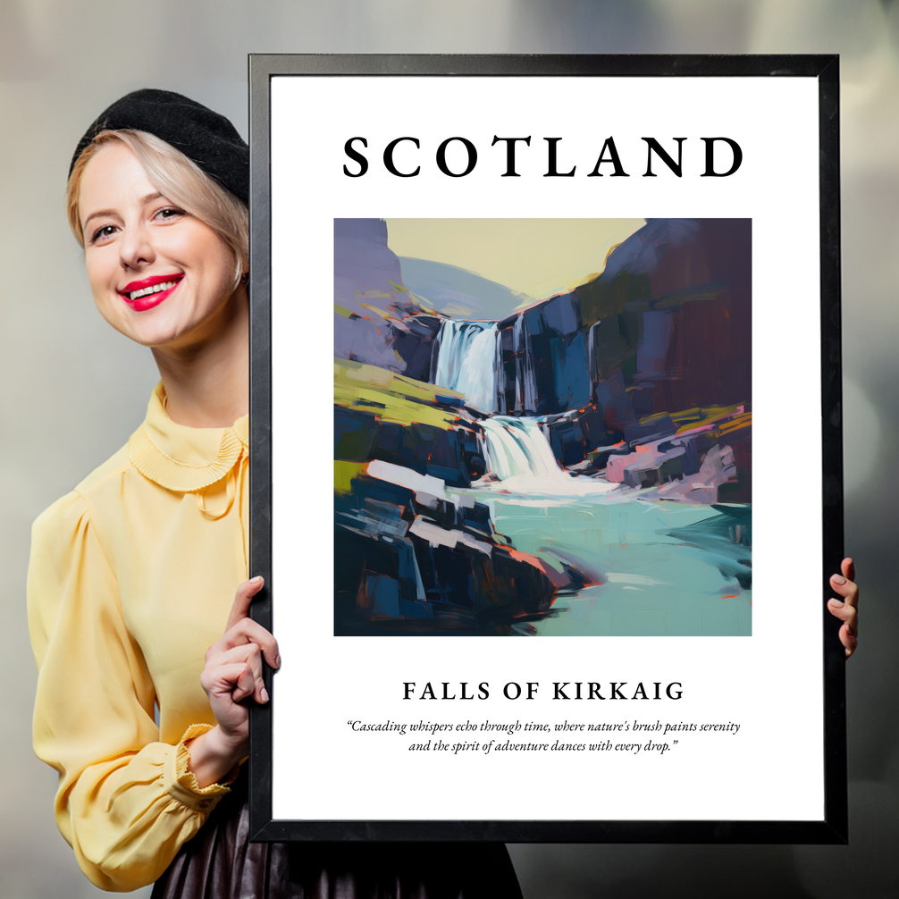 Person holding a poster of Falls of Kirkaig