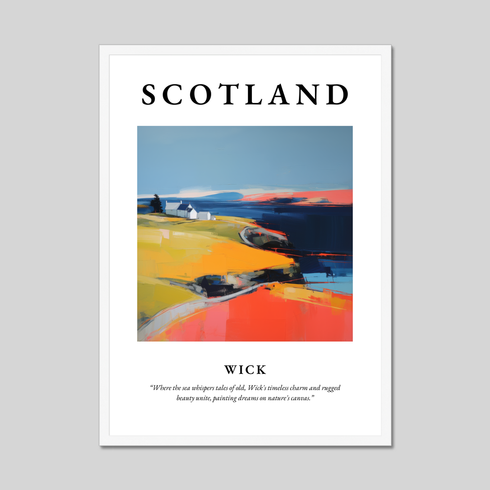 Poster in a white frame with the word Scotland