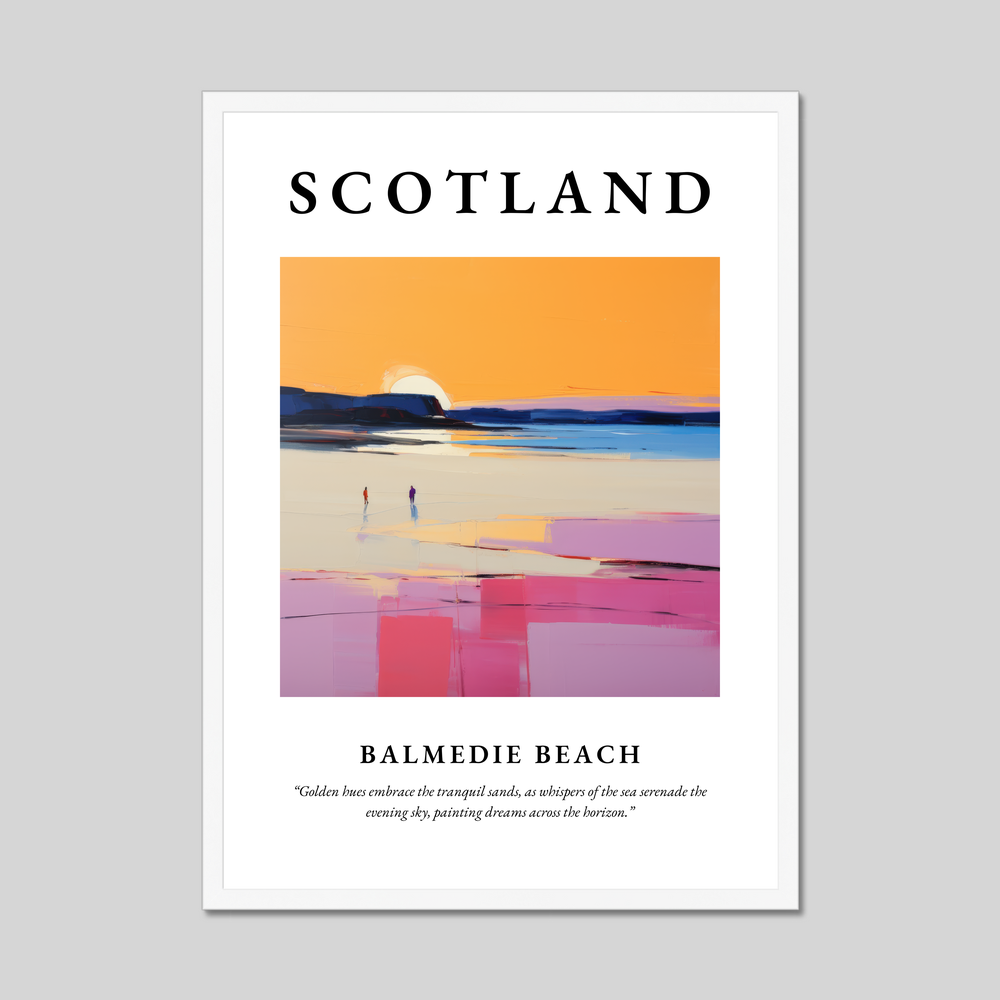 Poster in a white frame with the word Scotland