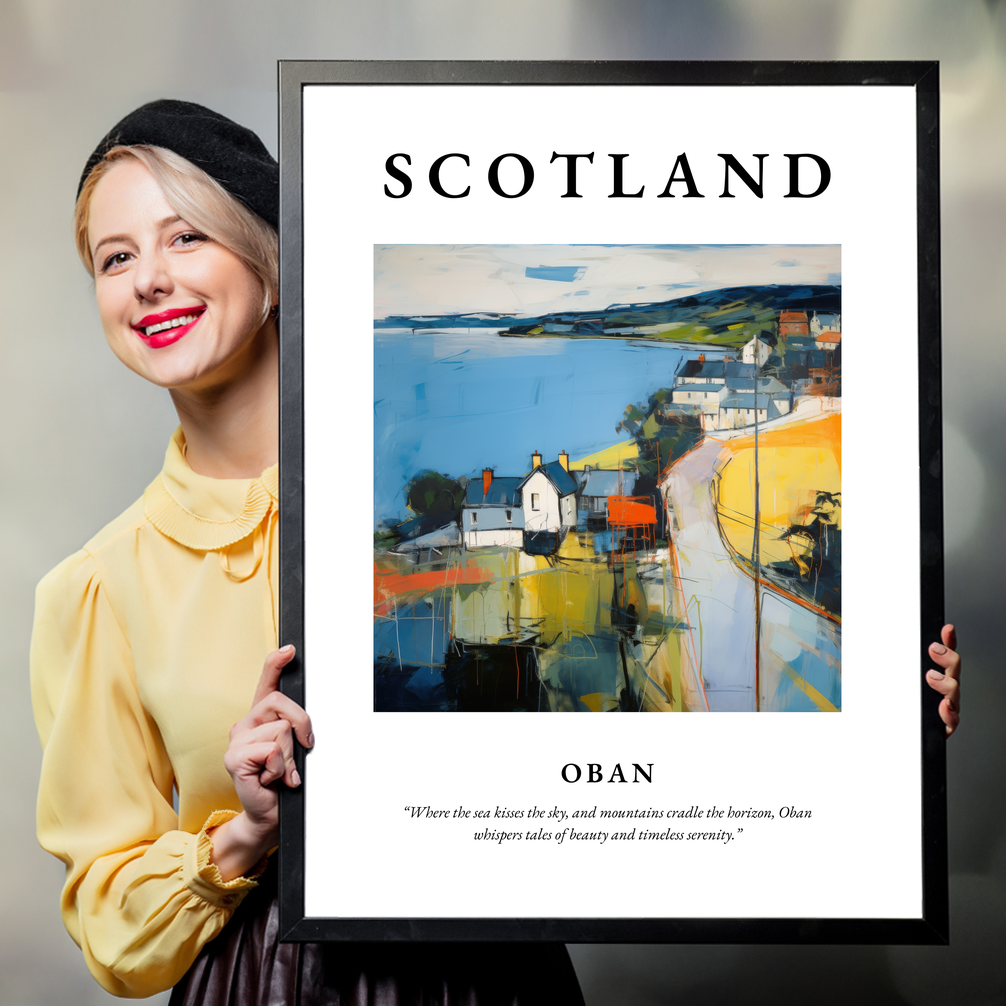 Person holding a poster of Oban