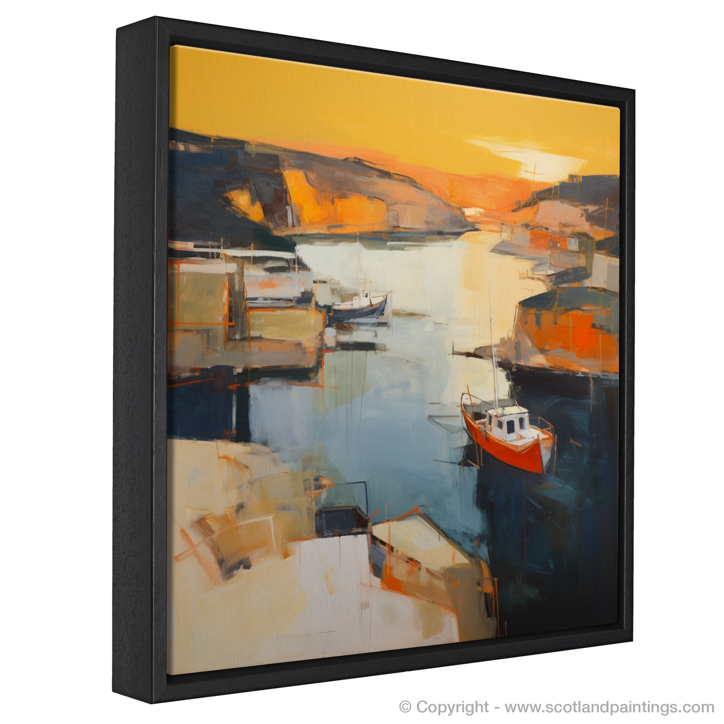 Golden Embrace at St Abba's Harbour - An Abstract Impressionist Ode to the Scottish Coast