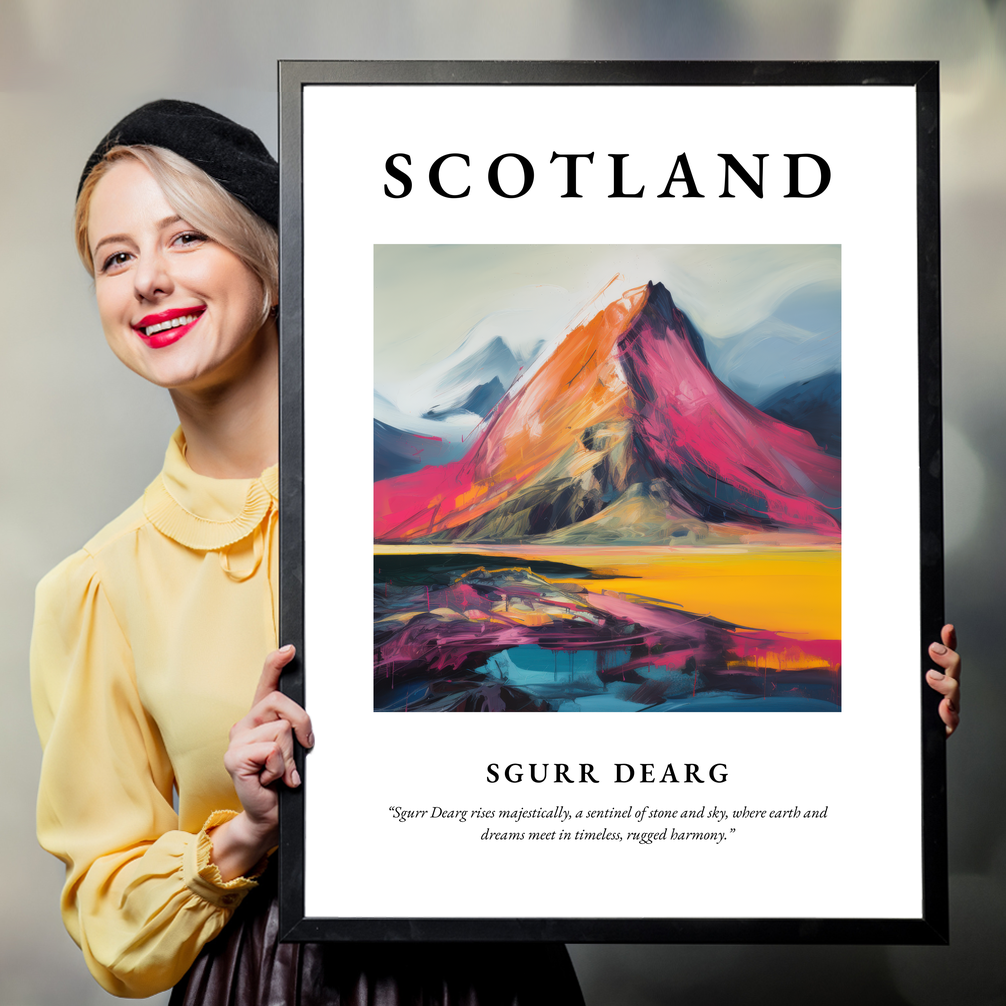 Person holding a poster of Sgurr Dearg