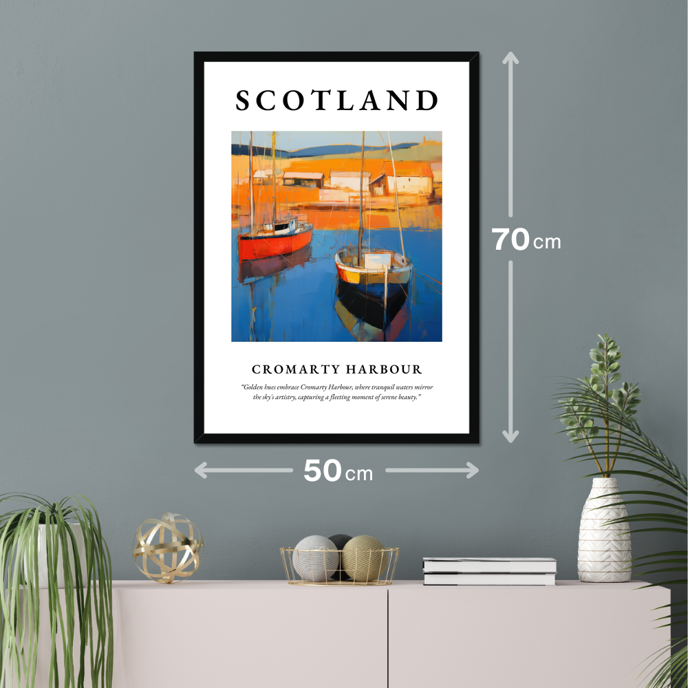 Poster of Cromarty Harbour hanging on a wall