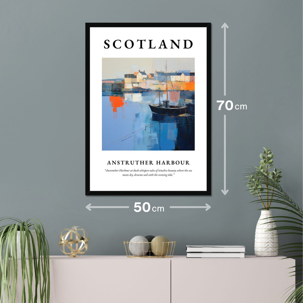 Poster of Anstruther Harbour hanging on a wall