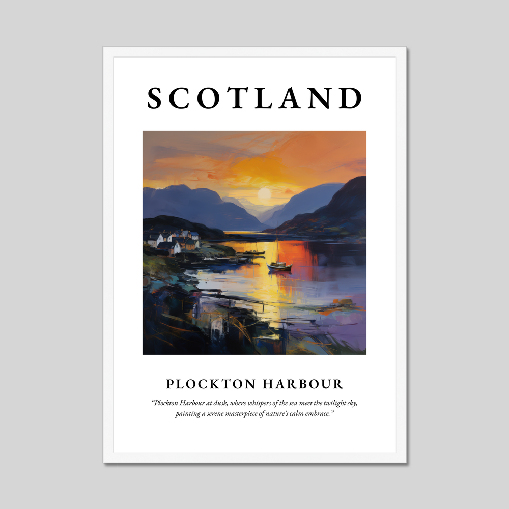 Poster in a white frame with the word Scotland