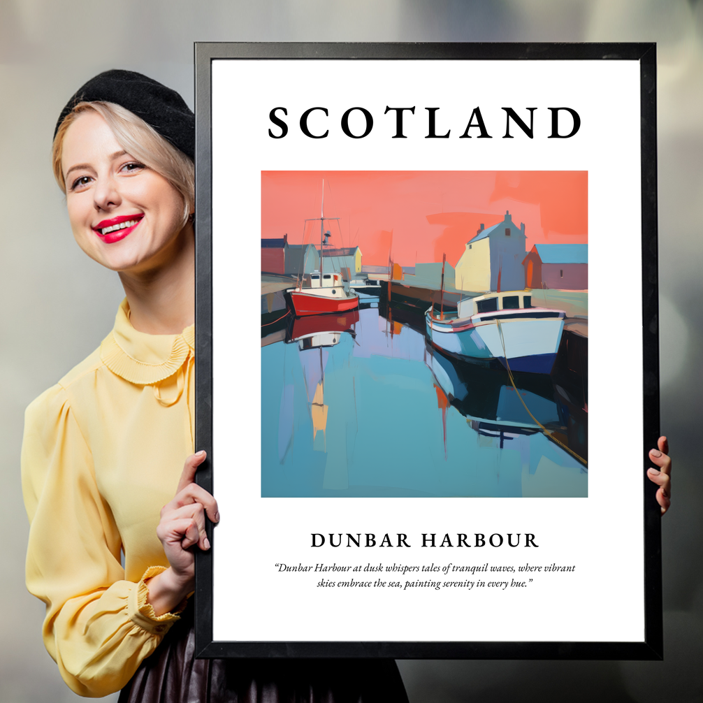 Person holding a poster of Dunbar Harbour