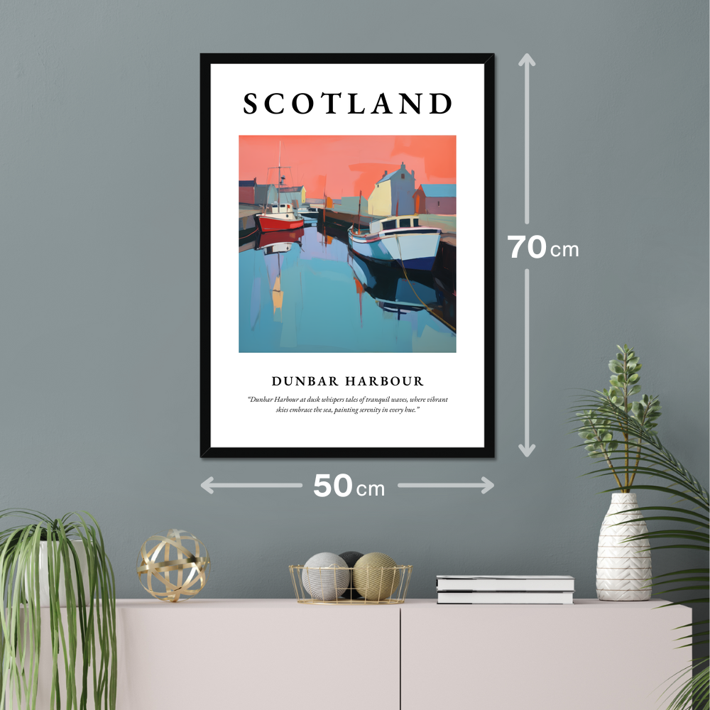 Poster of Dunbar Harbour hanging on a wall