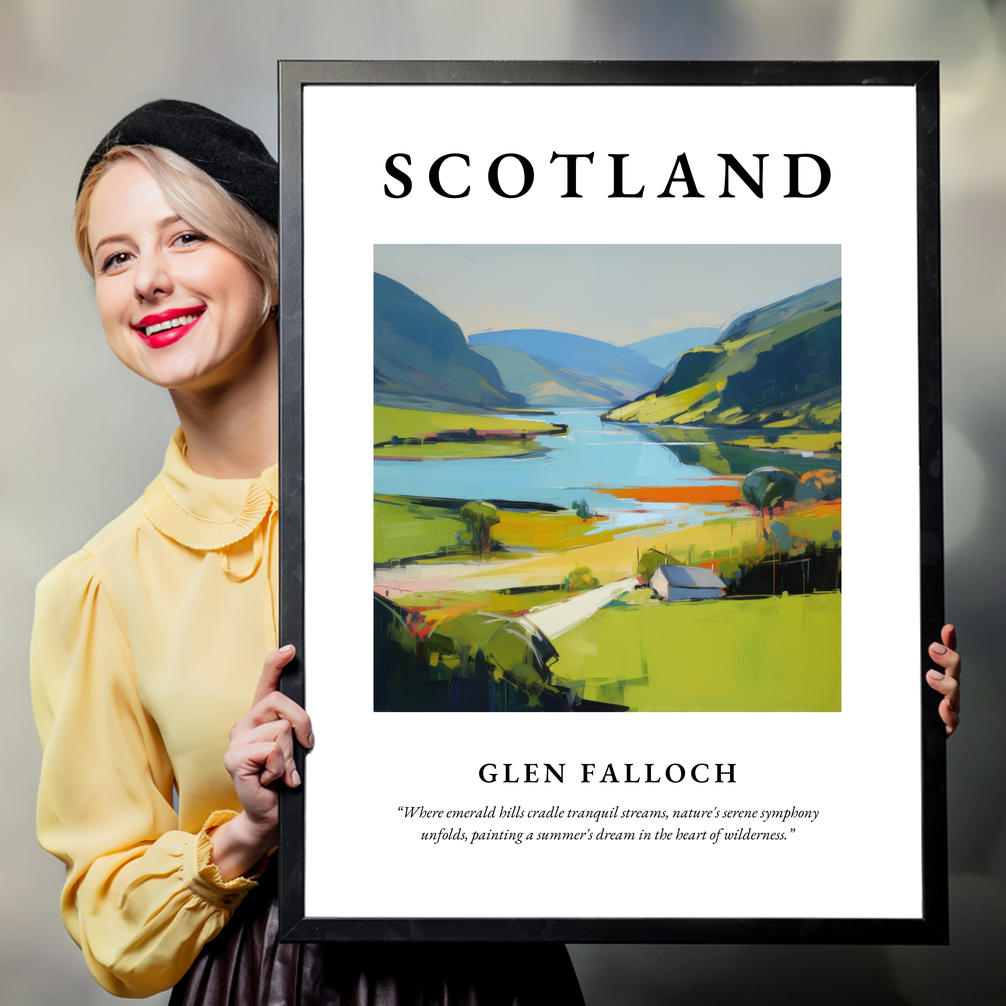 Person holding a poster of Glen Falloch