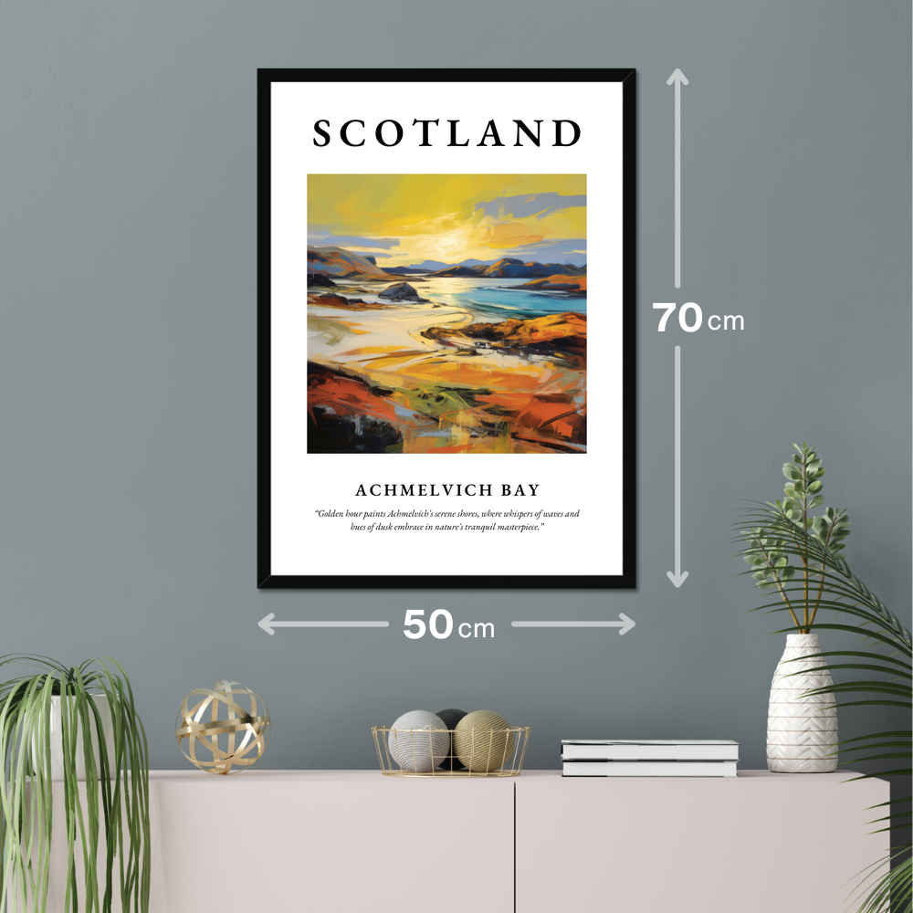 Poster of Achmelvich Bay hanging on a wall