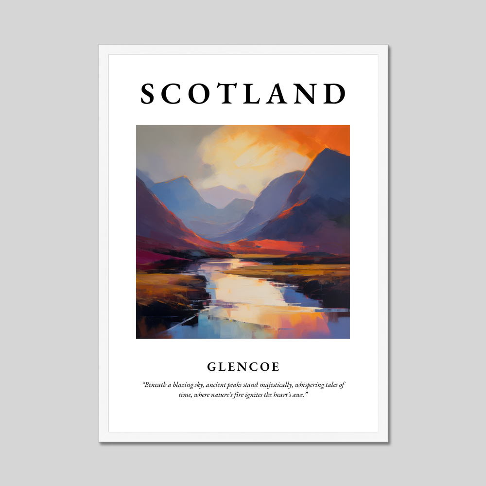 Poster in a white frame with the word Scotland