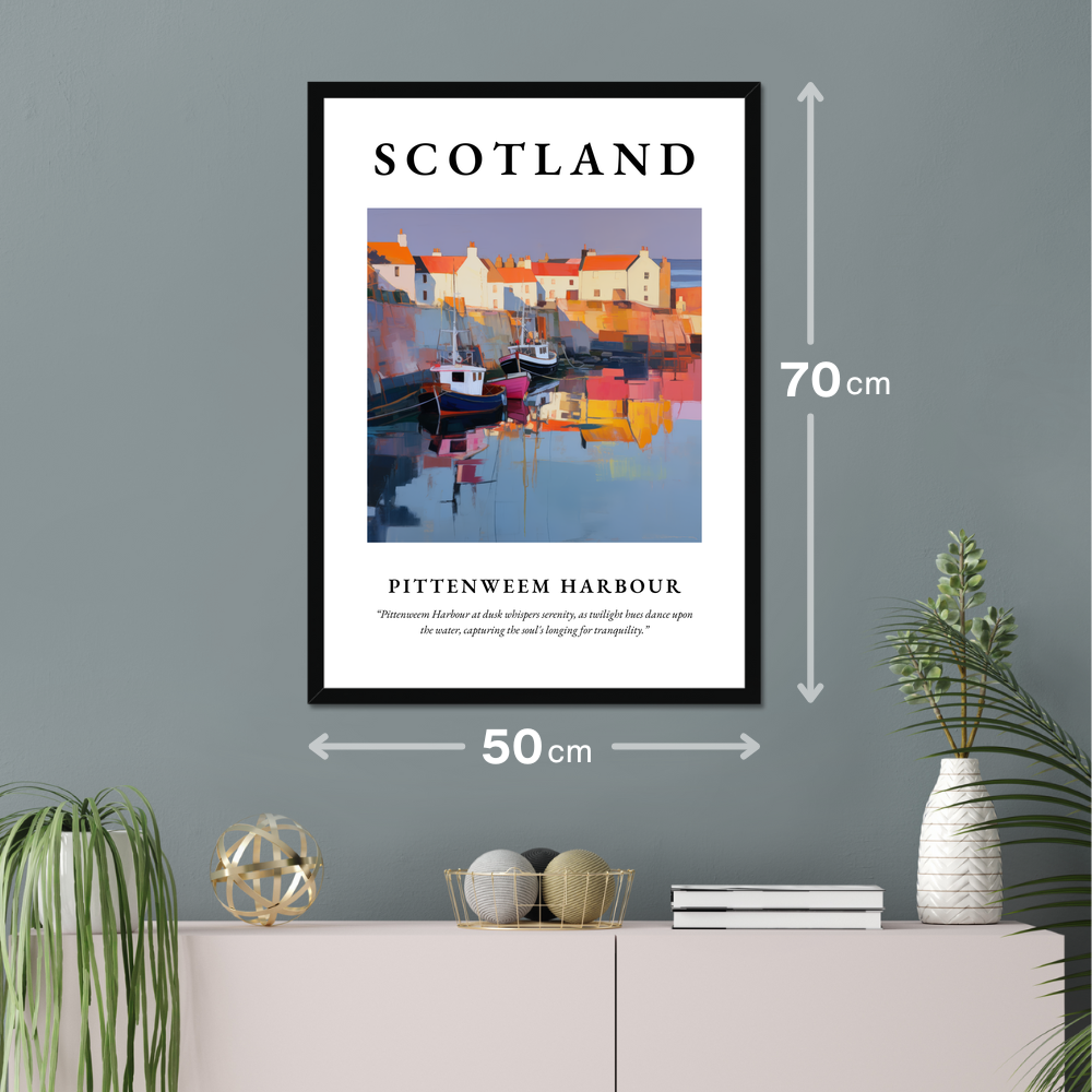 Poster of Pittenweem Harbour hanging on a wall