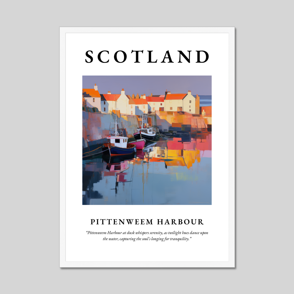 Poster in a white frame with the word Scotland