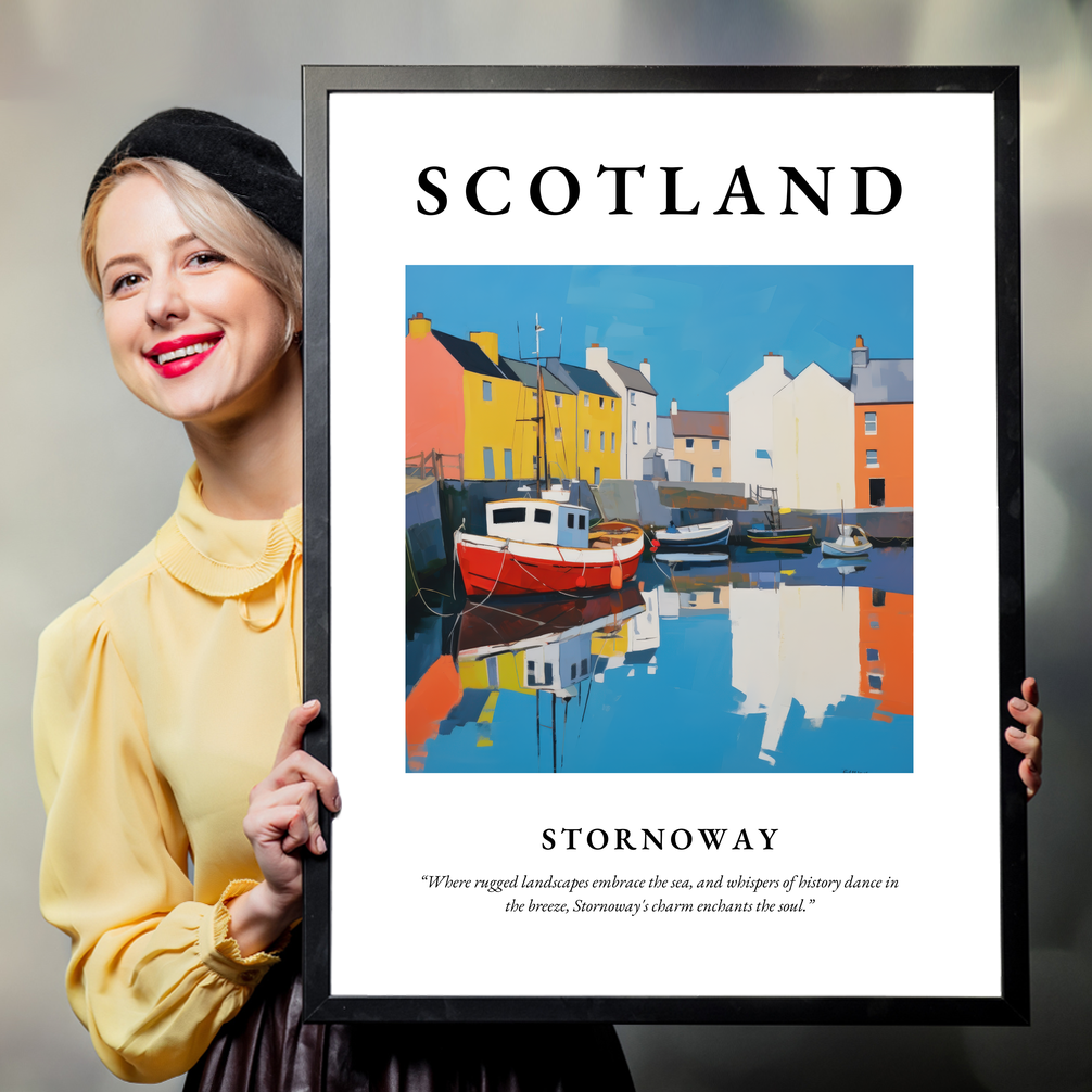 Person holding a poster of Stornoway