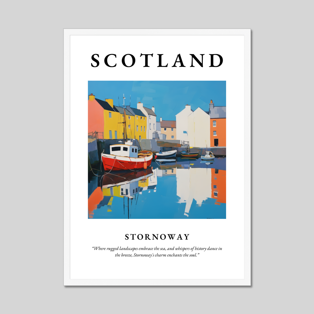 Poster in a white frame with the word Scotland