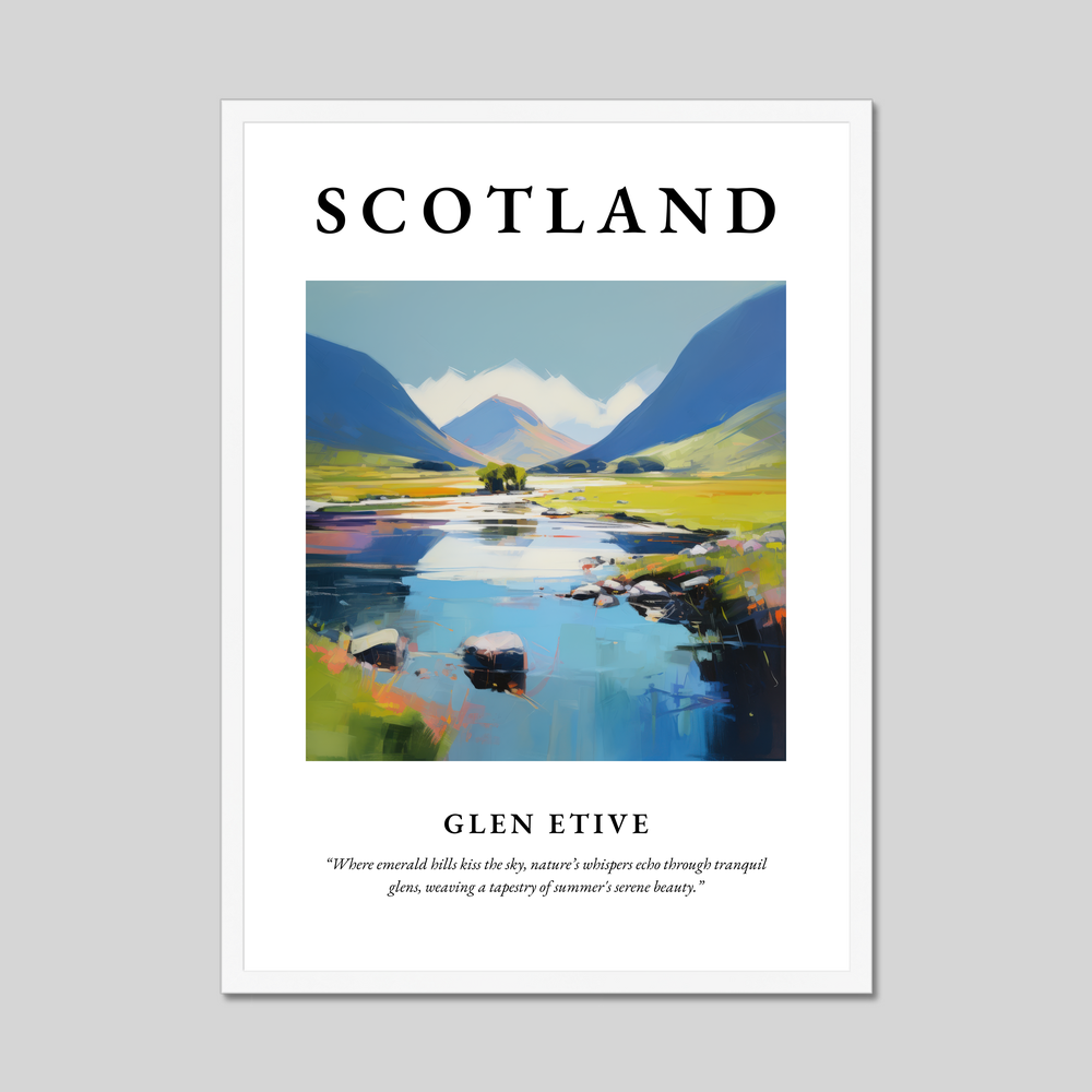 Poster in a white frame with the word Scotland