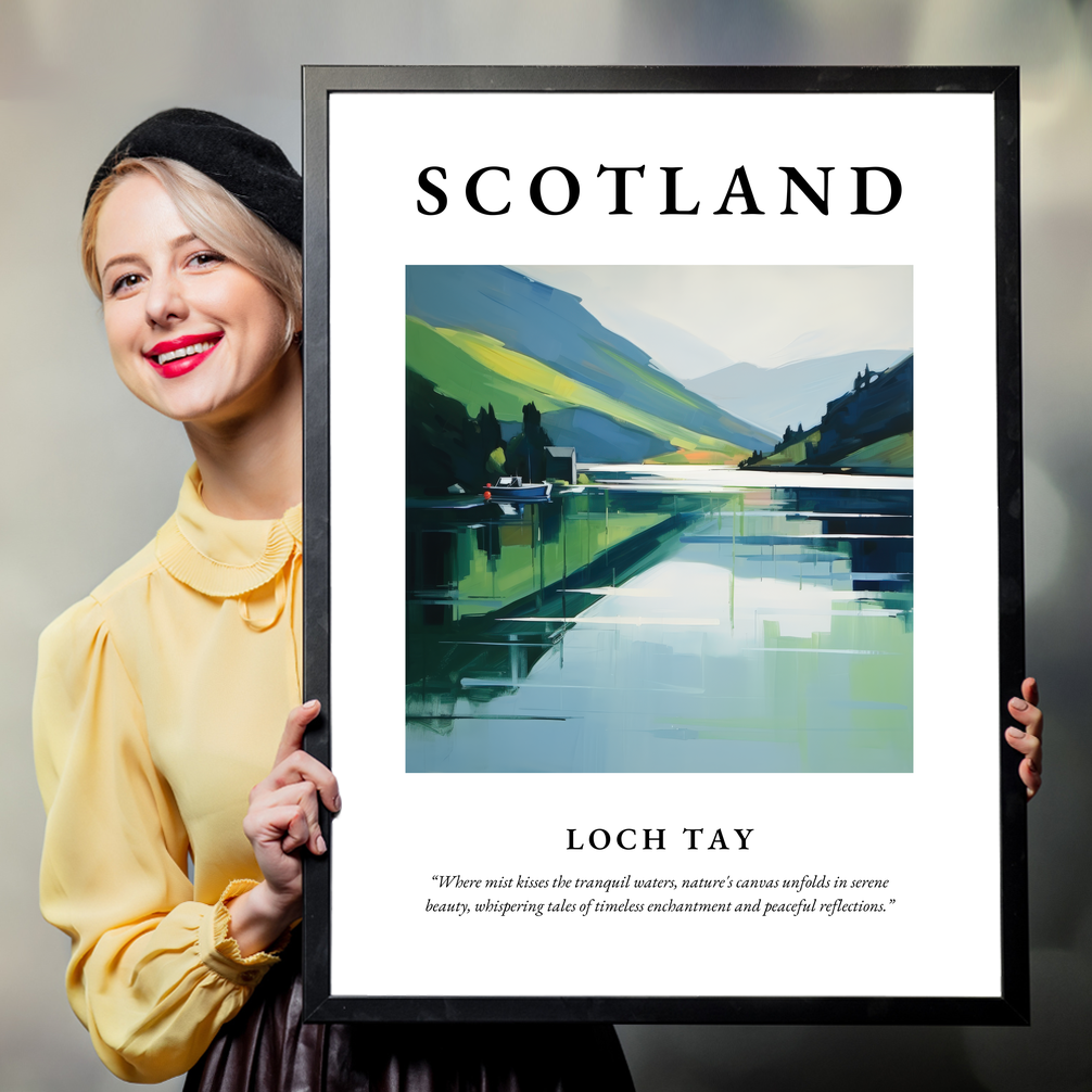 Person holding a poster of Loch Tay