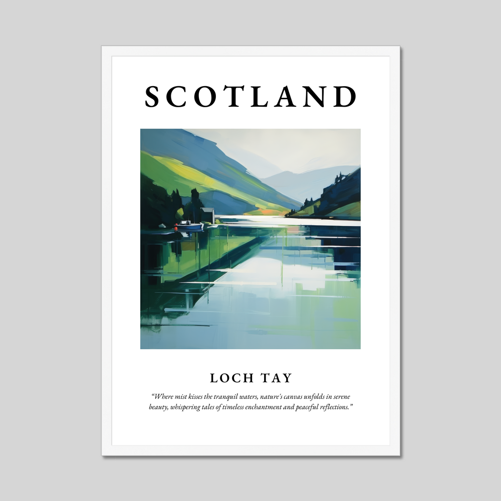 Poster in a white frame with the word Scotland