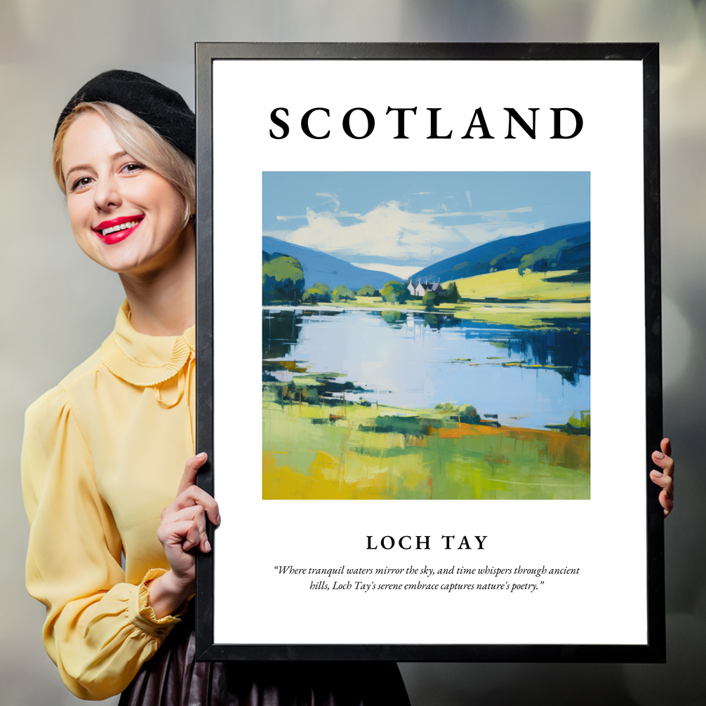 Person holding a poster of Loch Tay