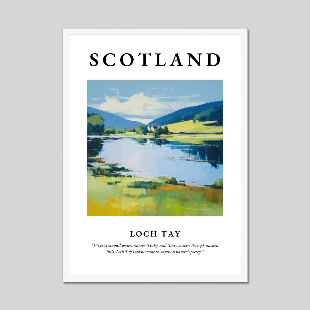 Poster in a white frame with the word Scotland