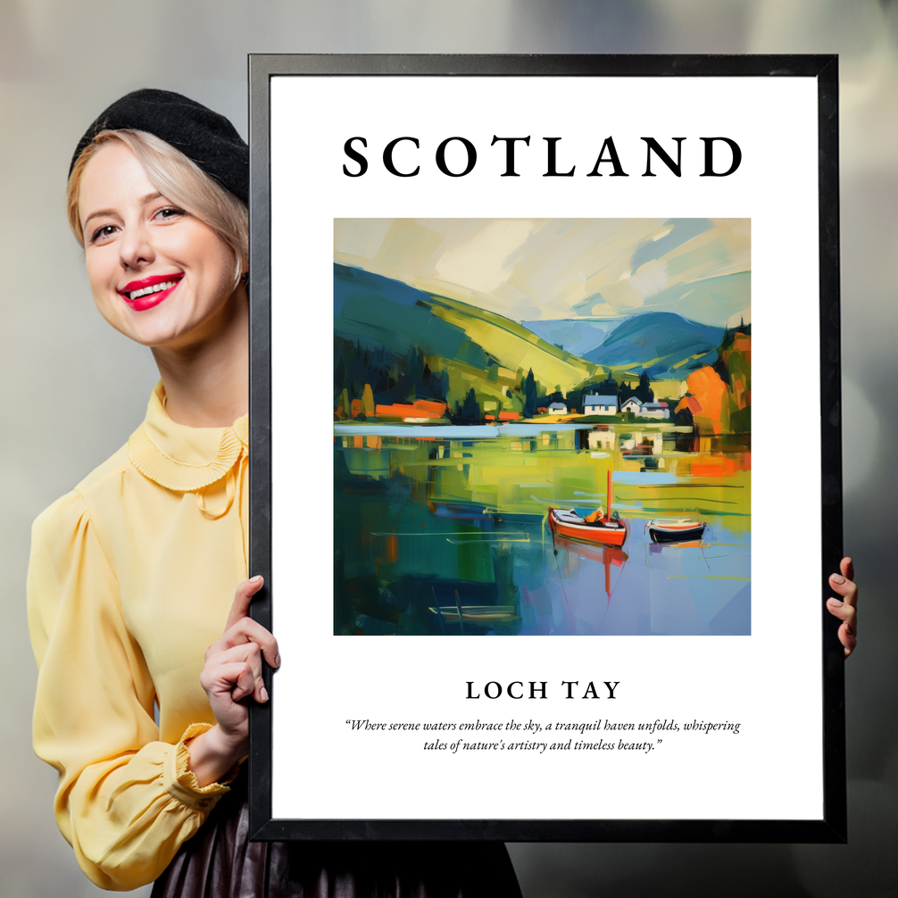 Person holding a poster of Loch Tay