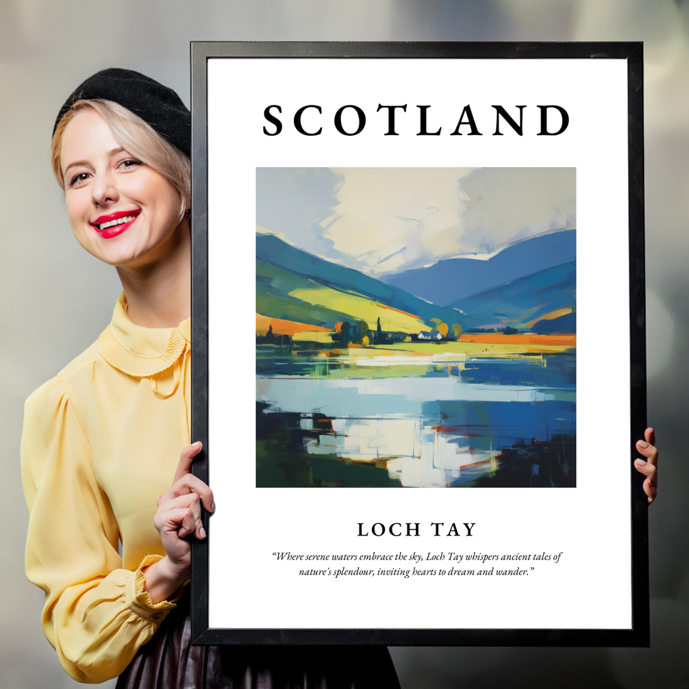 Person holding a poster of Loch Tay