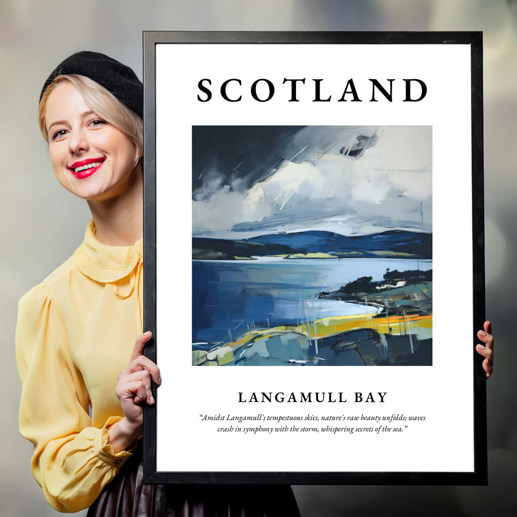 Person holding a poster of Langamull Bay