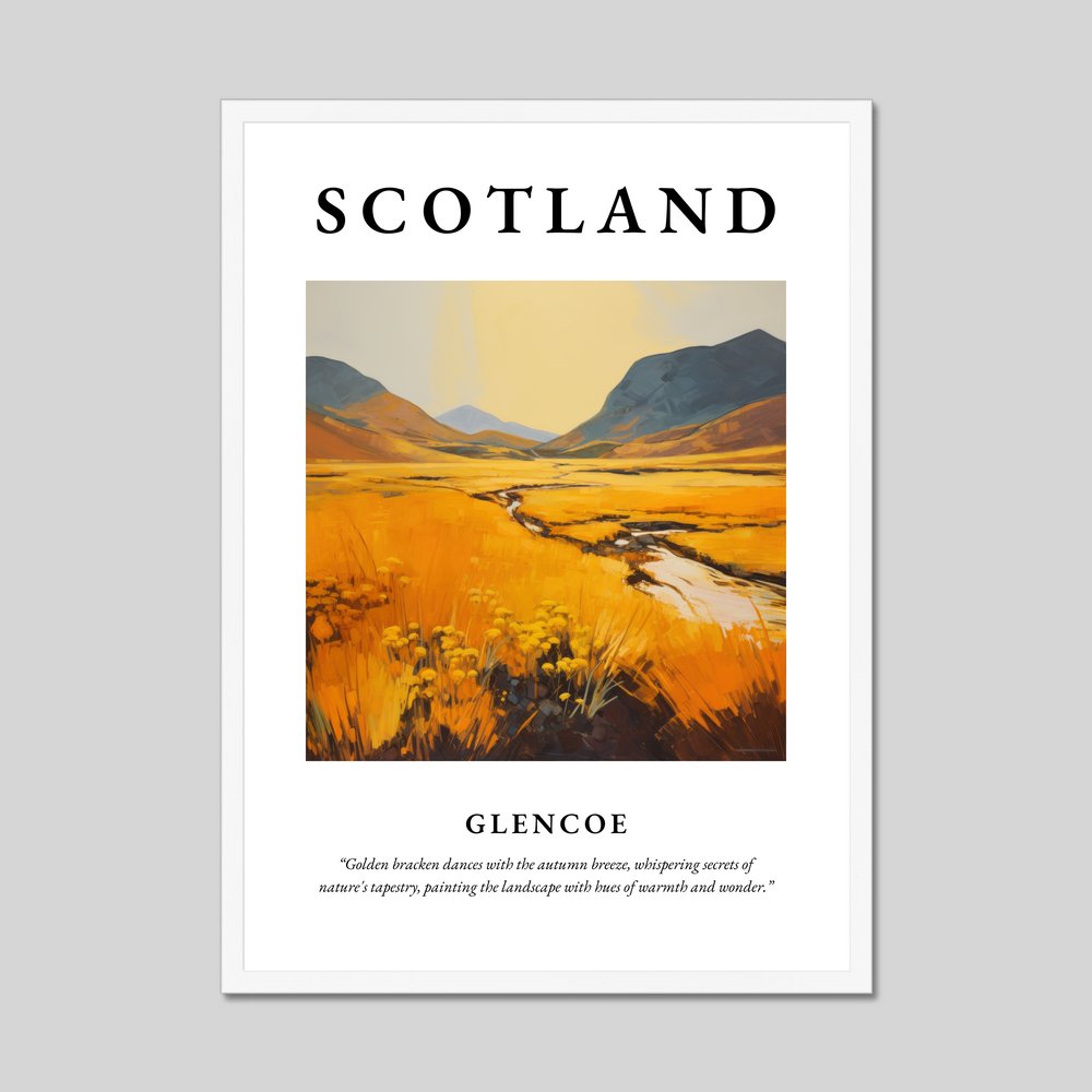 Poster in a white frame with the word Scotland