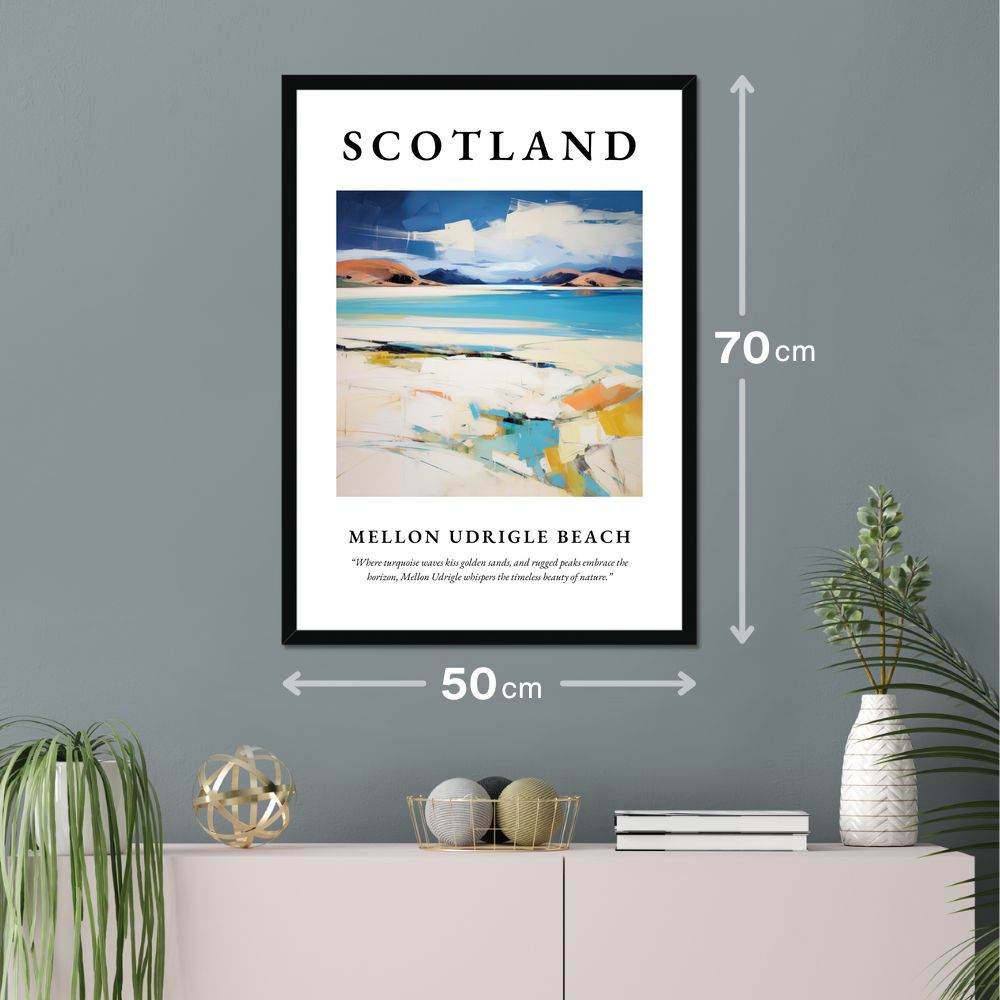 Poster of Mellon Udrigle Beach hanging on a wall