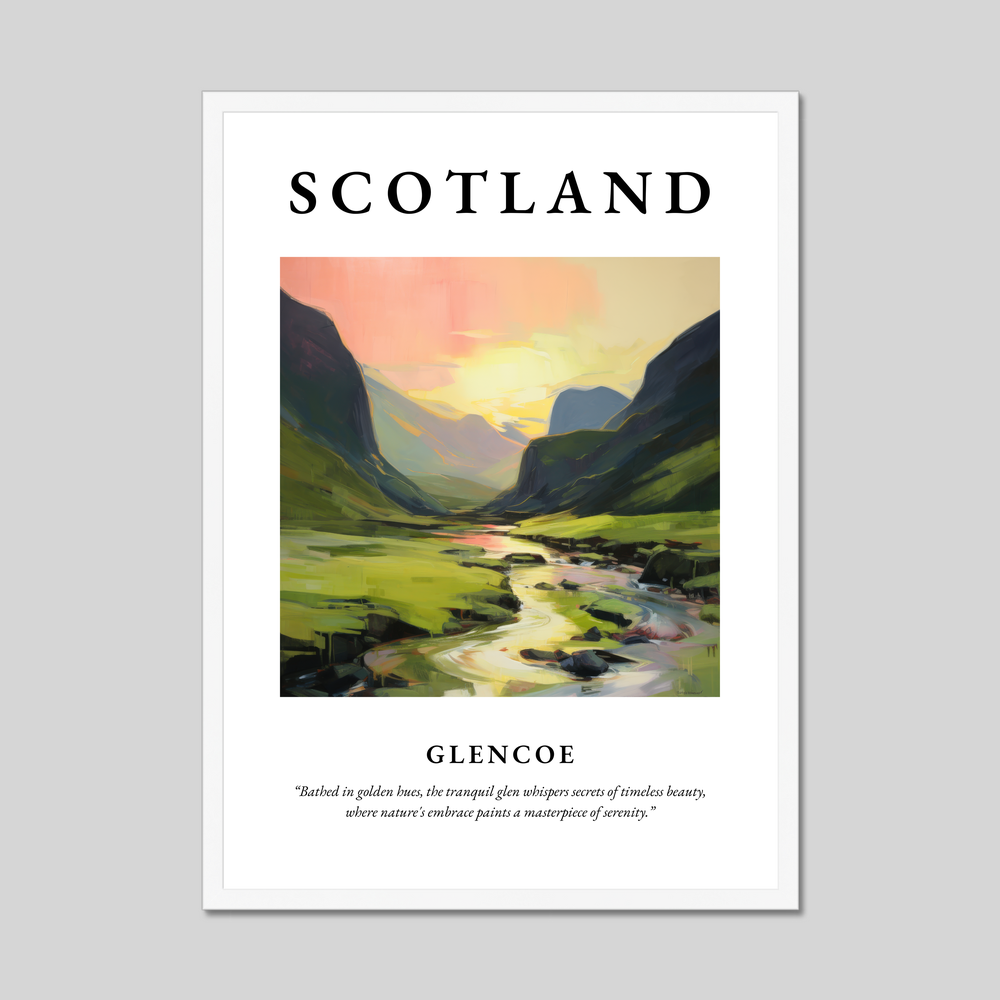 Poster in a white frame with the word Scotland